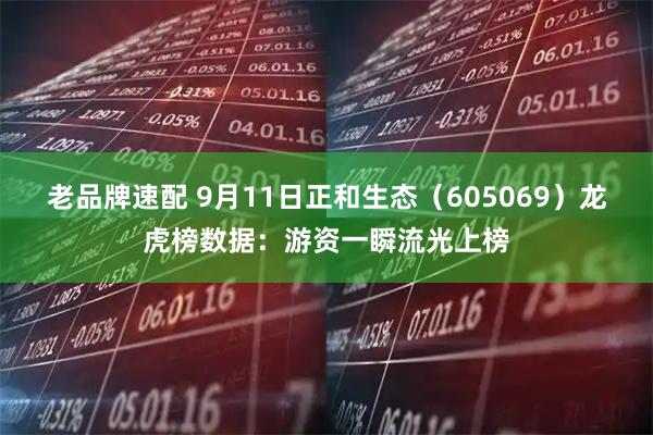 老品牌速配 9月11日正和生态（605069）龙虎榜数据：游资一瞬流光上榜
