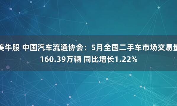美牛股 中国汽车流通协会：5月全国二手车市场交易量160.39万辆 同比增长1.22%