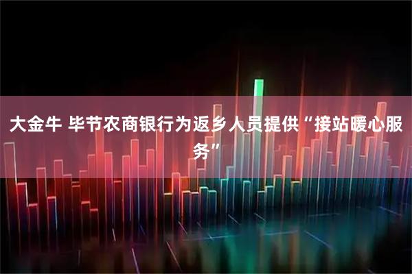 大金牛 毕节农商银行为返乡人员提供“接站暖心服务”